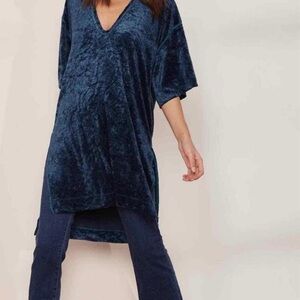 Free people the luxe crushed velvet shirt dress